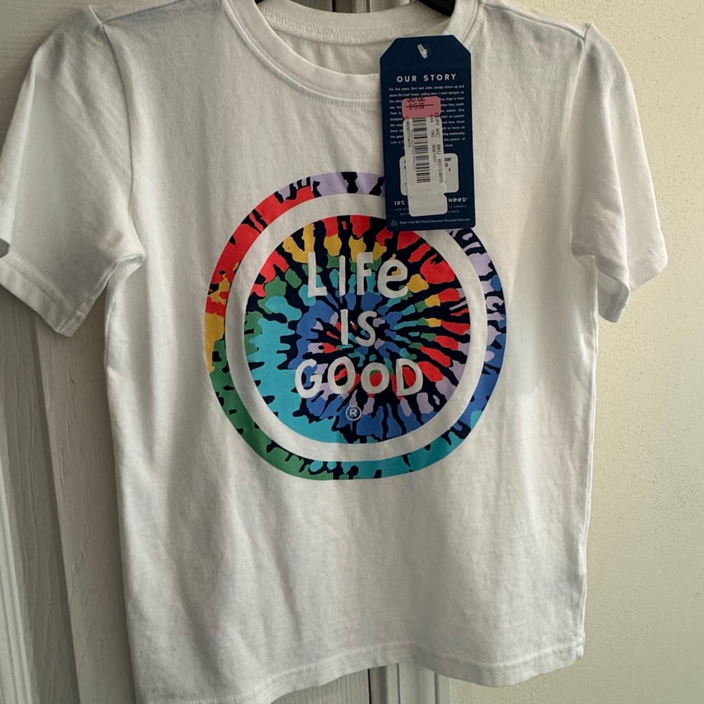 Life Is Good White Short Sleeve Tee with Vibrant Design
